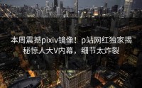 本周震撼pixiv镜像！p站网红独家揭秘惊人大V内幕，细节太炸裂