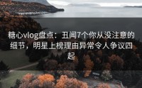糖心vlog盘点：丑闻7个你从没注意的细节，明星上榜理由异常令人争议四起