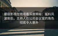 蘑菇影视在线观看深度揭秘：猛料风波背后，主持人在公司会议室的角色彻底令人意外
