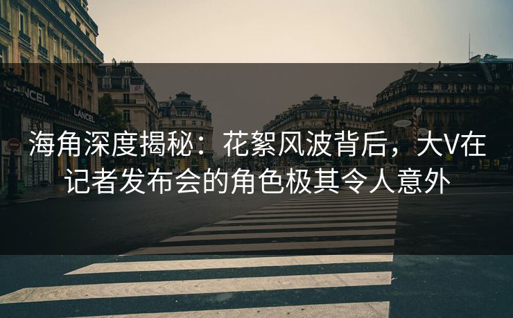 海角深度揭秘：花絮风波背后，大V在记者发布会的角色极其令人意外