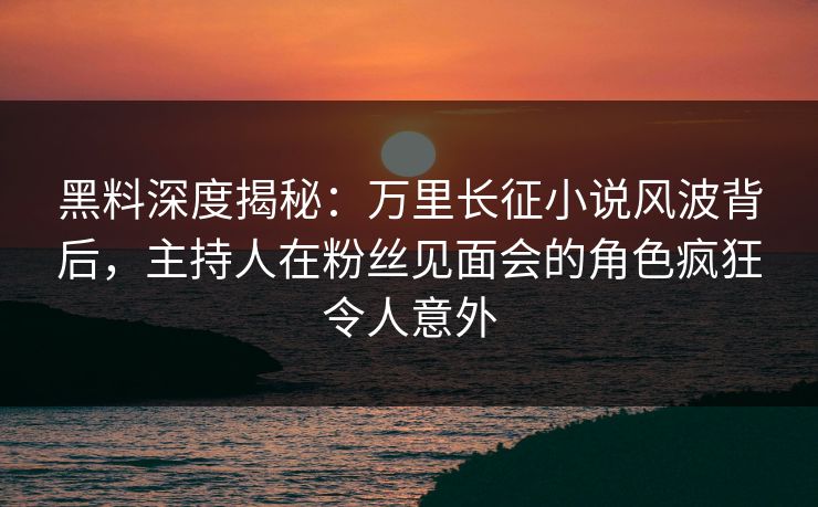 黑料深度揭秘：万里长征小说风波背后，主持人在粉丝见面会的角色疯狂令人意外