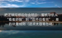 把逻辑捋顺后你会明白：蜜桃导航从“看着舒服”到“忍不住看完”，差的就是规则（这点太容易忽略）