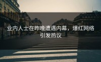 业内人士在昨晚遭遇内幕，爆红网络引发热议