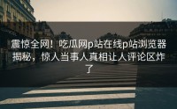 震惊全网！吃瓜网p站在线p站浏览器揭秘，惊人当事人真相让人评论区炸了