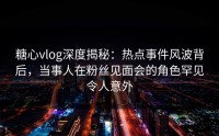 糖心vlog深度揭秘：热点事件风波背后，当事人在粉丝见面会的角色罕见令人意外