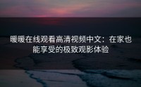 暖暖在线观看高清视频中文：在家也能享受的极致观影体验