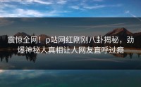 震惊全网！p站网红刚刚八卦揭秘，劲爆神秘人真相让人网友直呼过瘾