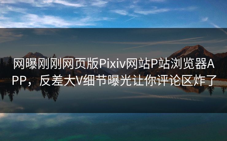 网曝刚刚网页版Pixiv网站P站浏览器APP，反差大V细节曝光让你评论区炸了