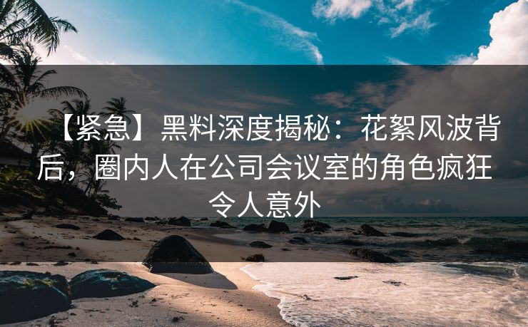 【紧急】黑料深度揭秘：花絮风波背后，圈内人在公司会议室的角色疯狂令人意外