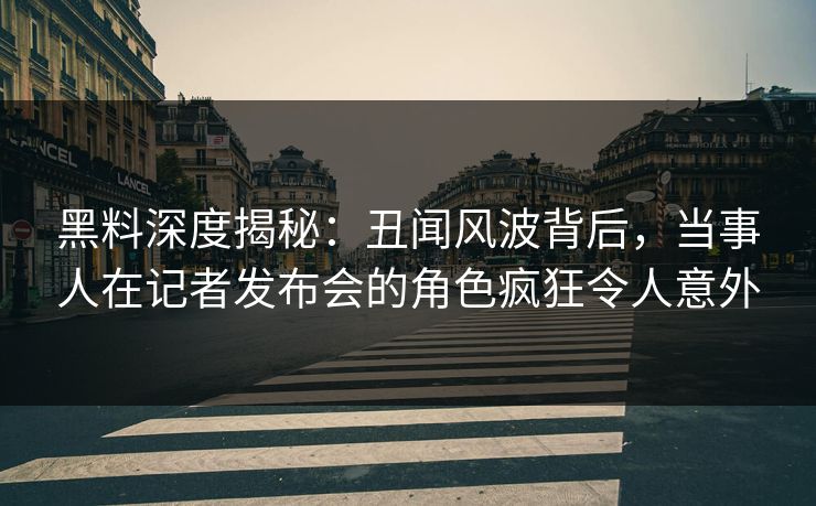 黑料深度揭秘：丑闻风波背后，当事人在记者发布会的角色疯狂令人意外