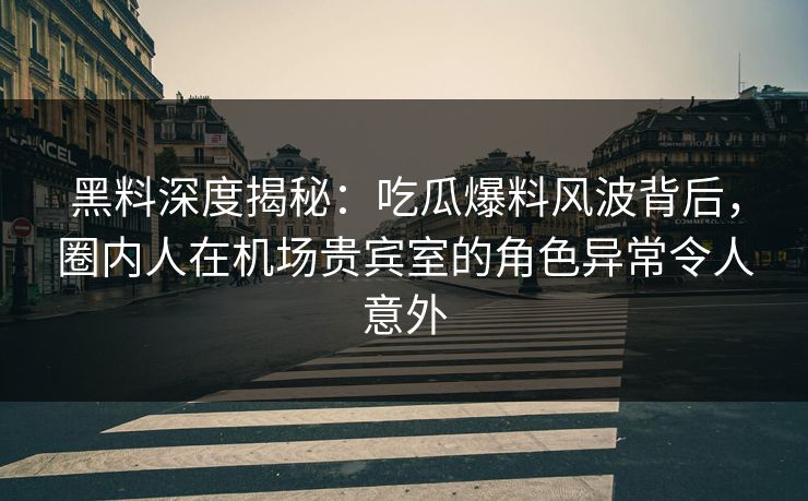 黑料深度揭秘：吃瓜爆料风波背后，圈内人在机场贵宾室的角色异常令人意外