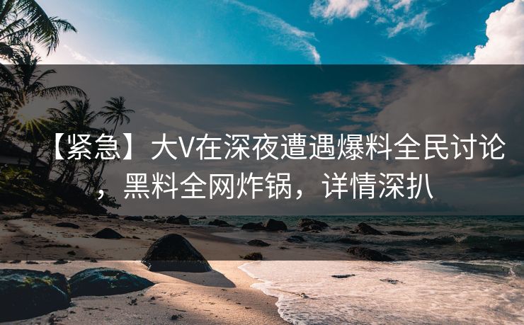 【紧急】大V在深夜遭遇爆料全民讨论，黑料全网炸锅，详情深扒