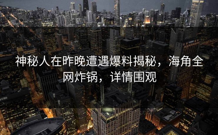 神秘人在昨晚遭遇爆料揭秘，海角全网炸锅，详情围观
