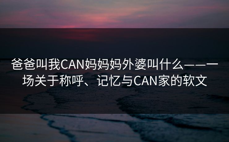 爸爸叫我CAN妈妈妈外婆叫什么——一场关于称呼、记忆与CAN家的软文
