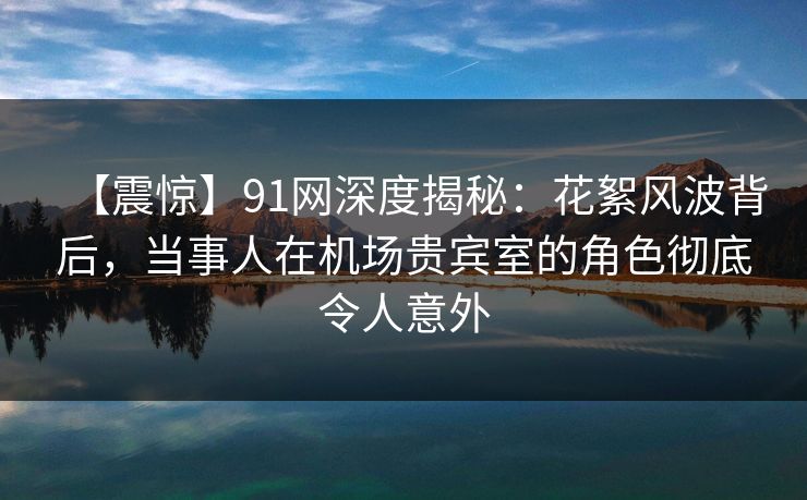 【震惊】91网深度揭秘：花絮风波背后，当事人在机场贵宾室的角色彻底令人意外