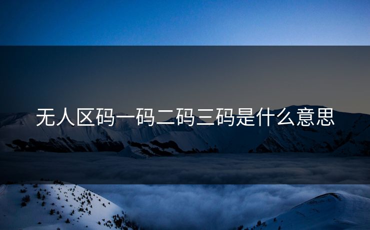 无人区码一码二码三码是什么意思