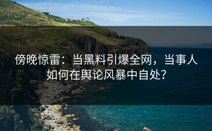 傍晚惊雷：当黑料引爆全网，当事人如何在舆论风暴中自处？