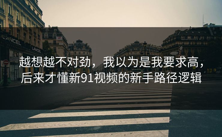越想越不对劲，我以为是我要求高，后来才懂新91视频的新手路径逻辑